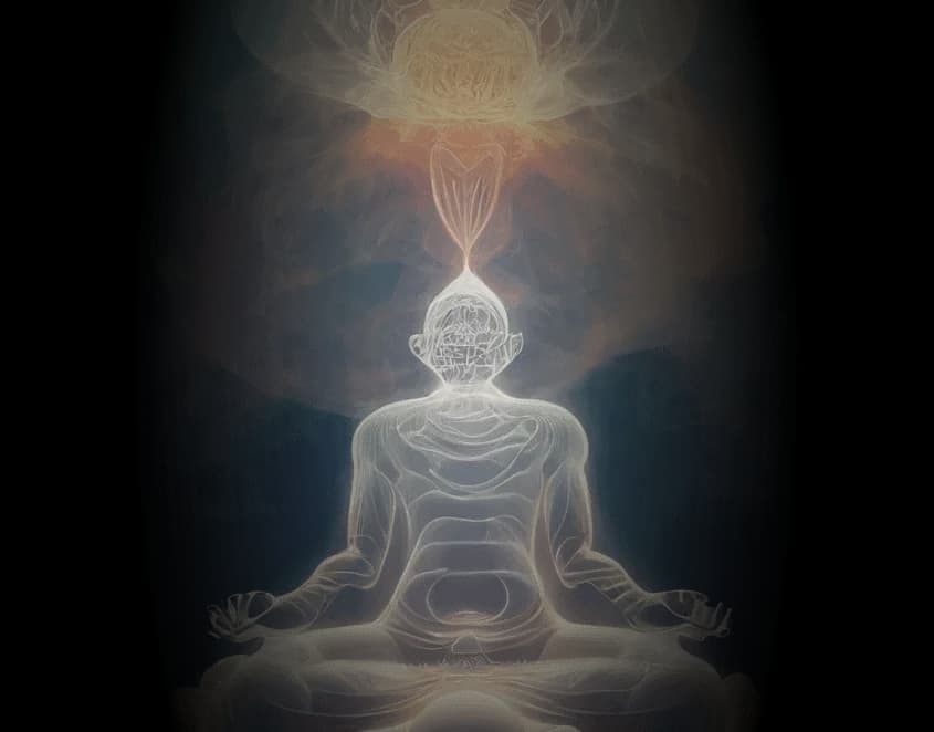 Divine energy rising through a meditating seeker